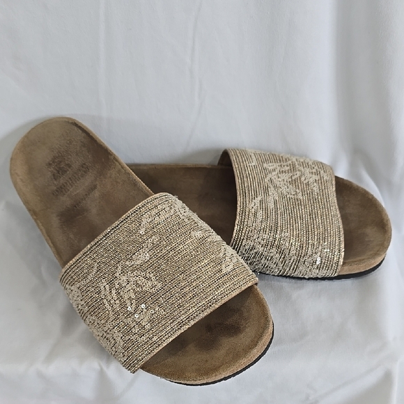 Women's Tan Slide Sandals - Picture 1 of 3